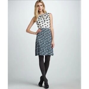 TORY BURCH Cecilia Mixed Print Floral Pleated Sleeveless Pure Silk Dress Sz‎ 6